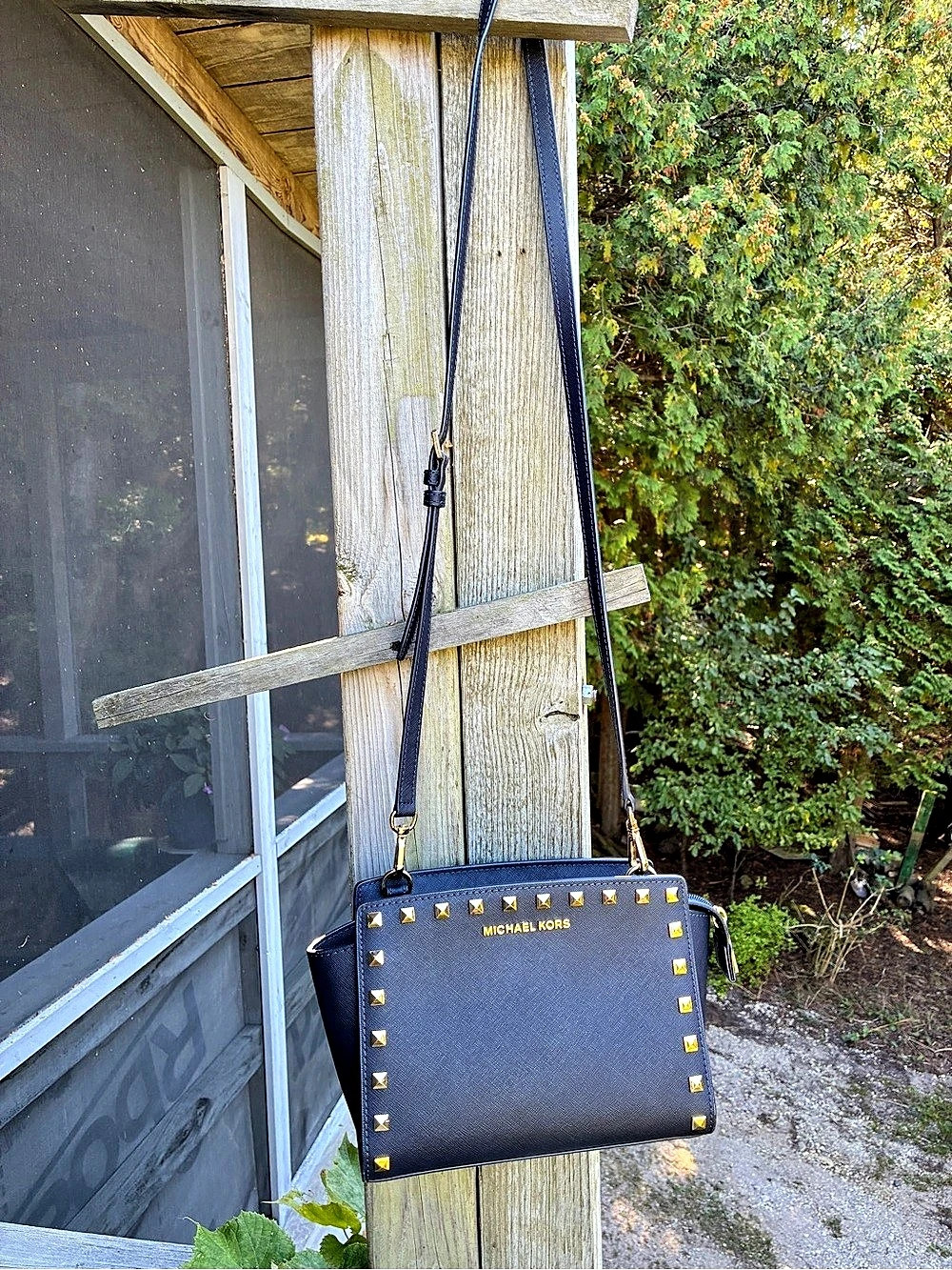Michael Kors Selma Stud Studded Crossbody in Black NWT